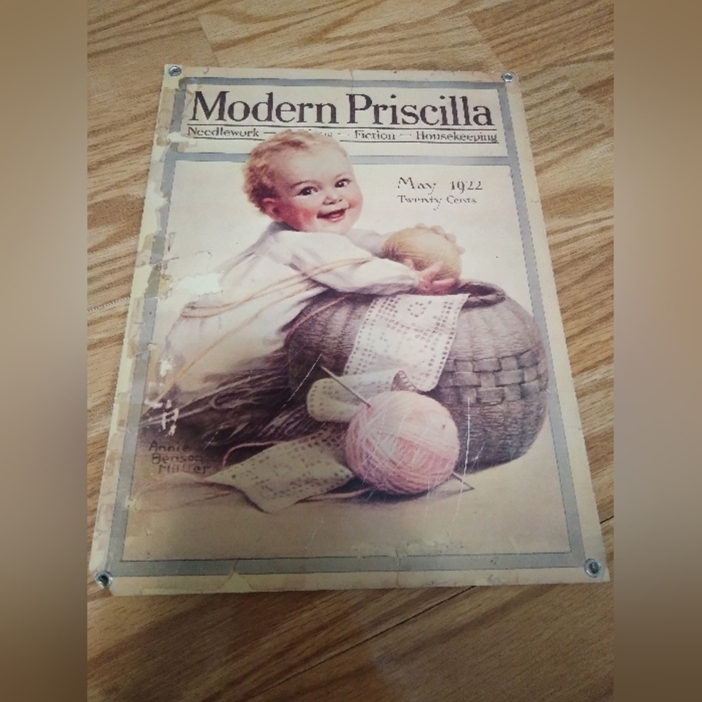 Metal Plaque Of 1922 Priscilla Magazine Cover Replica.